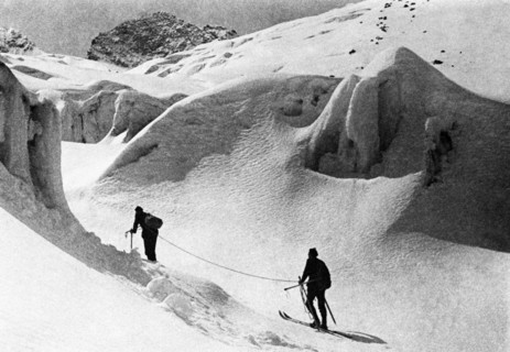 Ski hikers in austria. 1930
