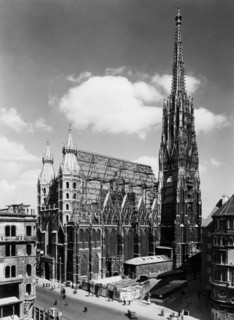 St. Stephen's Cathedral. Stephansdom. Vienna Cathedral. reconstruction work and restoration after the fire of 1945