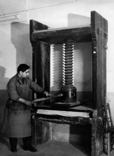 Italy. Rome. ancient printing press. 1961