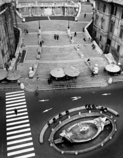 Rome. Aerial View Of The Steps Of The Trinity Of The Mountains And Piazza Di Spagna. 1962