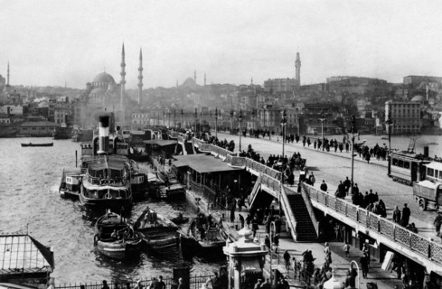 Turkey. Istanbul. Great Galata Bridge And The Basilica Of Saint Sofia Mosque. 1930