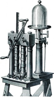 Air pump with two cylinders and valves.