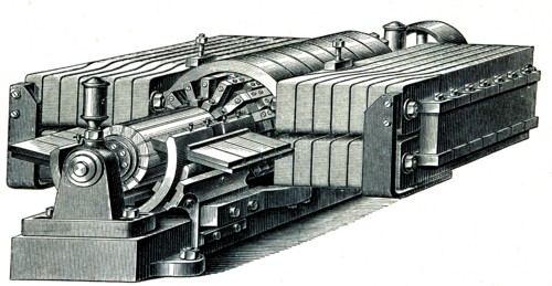Siemens dynamo for electrolytic refining of metals.