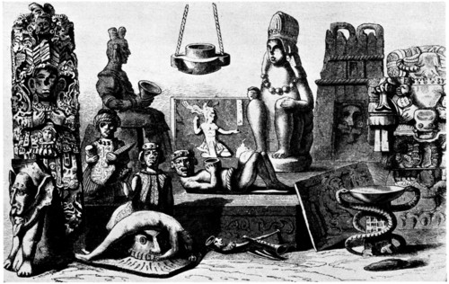 Images of gods and sacred objects of Mexico and Central America.