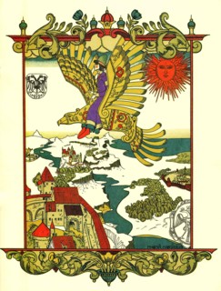 Boy flying on the eagle.