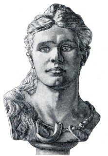 Restored skull bust of a woman.