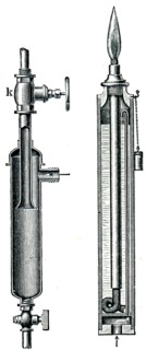 Steam drier and gasoline spark.