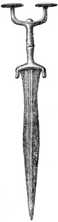 Iron dagger with a bronze handle.