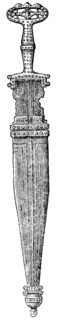 Iron sword in a bronze scabbard.