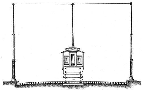 Tram with above-ground wires.