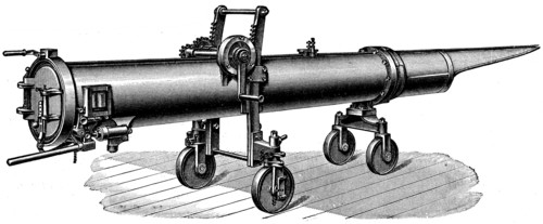 Mine gun Kane, shooting of gunpowder.