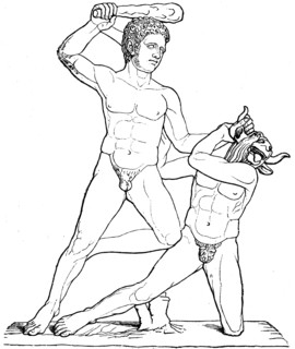 Theseus and Minotaur, antique sculpture.