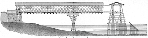 Project of a wooden bridge.