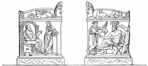 Socrates and Erato, Calliope and Homer - a sarcophagus that is stored in the Louvre, Paris.