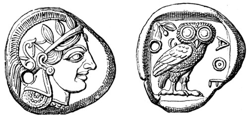 Head of Pallas, Owl, Tetradrahmon Athens, the era of the Persian Wars.