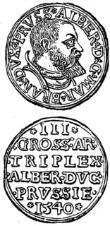 Threepenny coin of Duke Albrecht of Prussia.