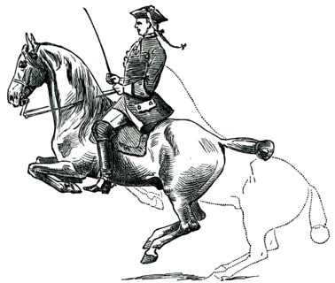 Graduate School of Riding - Lansada, dotted line denotes the position of a horse before a jump.