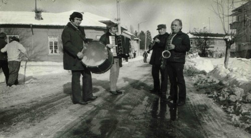 Band on the street during village holiday.