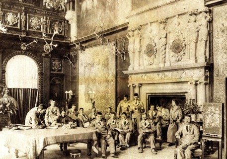 Wounded soldiers at Longcat Hall.