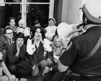Joan Baez during an antiwar demonstration.