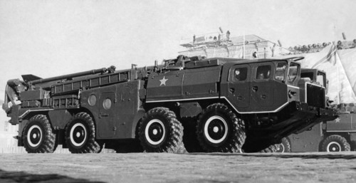 Garrison parade, rocket carrier parade in red square.