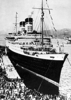 The Transatlantic Conte Di Savoia In The Port Of Genoa.