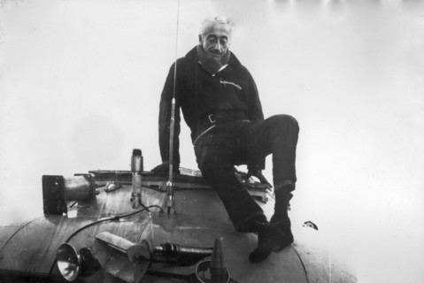 Jacques-Yves Cousteau While Exit The Submarine Minerva.