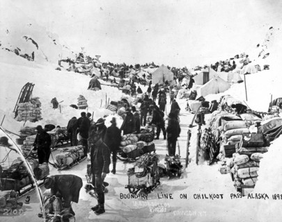Boundary Line On Chilkoot Pass Alaska.