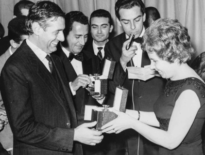 Dario Fo, Daniele Piombi, Alberto Sordi and Rosanna Vaudetti.