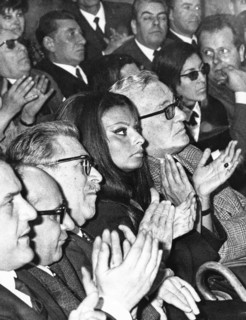 Sophia Loren, Carlo Ponti, Vittorio De Sica, Mario Soldati and Pietro Nenni.
