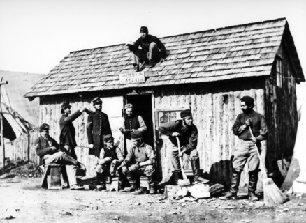The Construction Of A Cottage During The American Civil War.