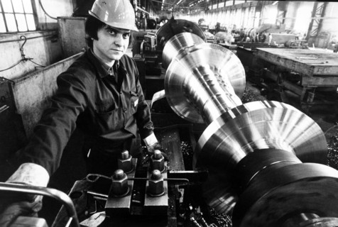 Italy, worker inside the steel mills of terni, 70 years