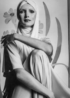 Model posing for the advertising of the perfume Cerissa