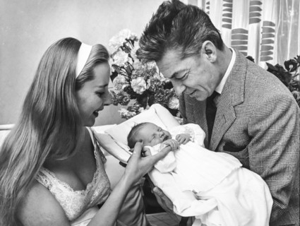 Herbert von karajan with his wife eliette and their first child, 1960
