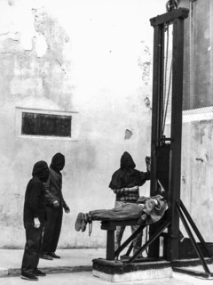 Guillotine execution of a sentenced to death