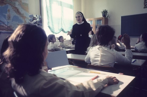 Lesson in a italian primary school, 70's