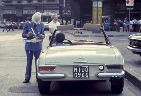 Traffic police man in milan, 70's