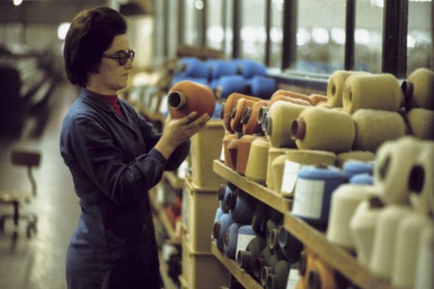 Woman worker in a textile factory, 70's