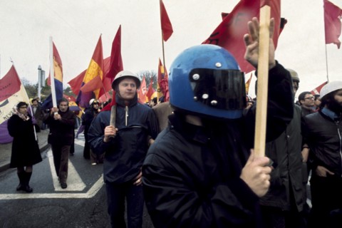 AntiFranco militants during a demonstration, spain, 70's