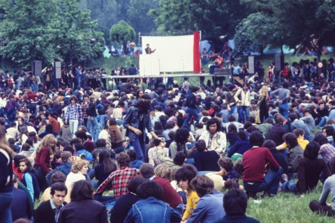 Young people at pop music festival, 70's