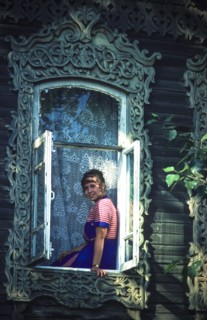 Ussr, siberia, novosibirsk, woman at the window