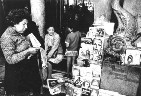 Newsagent in rossio square, lisbon, portugal, 70's