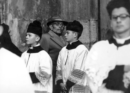 Altar boys at a catholic funeral, 70's