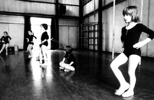 Caucasian little girl in a dance school, 70's