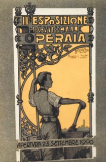 II working provincial exhibition, a postcard by ludovico ramponi, bologna 1900