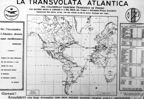 Propaganda poster in the occasion of the cruise aviator De Pineido from Europe to America, 1927