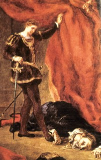 Hamlet before the body of polonius, eugene delacroix
