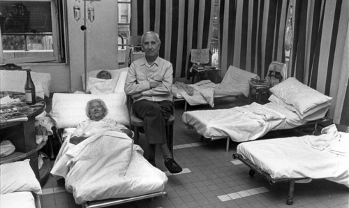 Overcrowded lanes at the niguarda hospital, milan, 70s