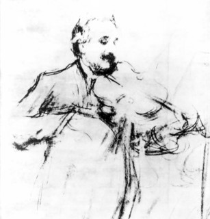 Albert einstei, charcoal by leonid pasternak, 1927
