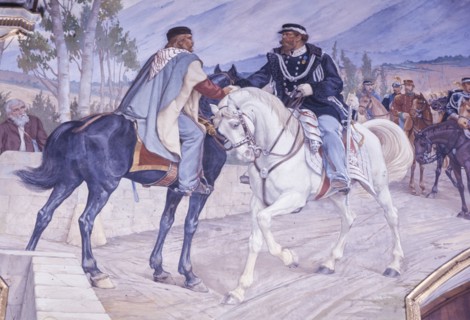 Meeting between giuseppe garibaldi and vittorio emanuele II, or teano meeting, October 26, 1860